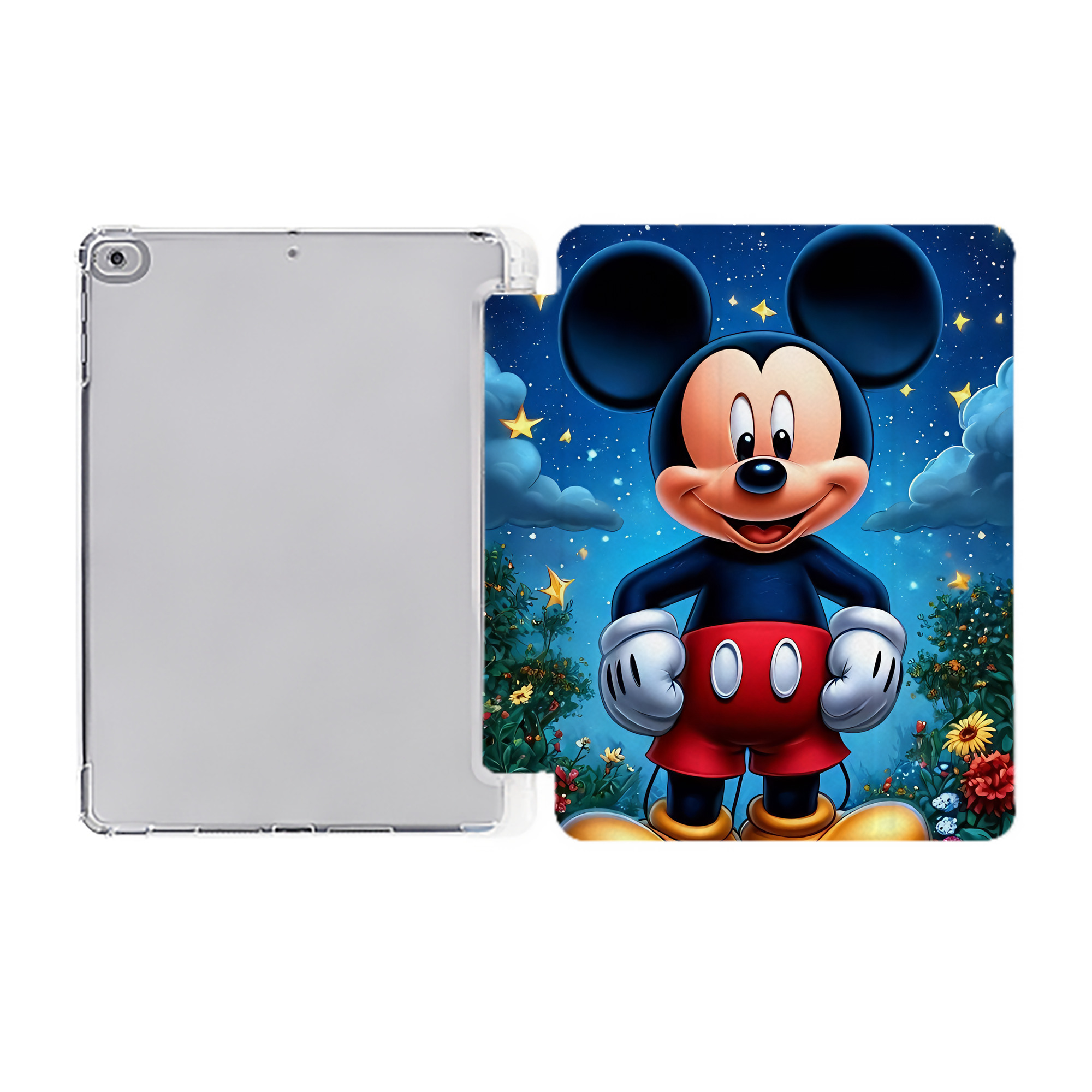 （画像用） ミッキーマウス Mickey Mouse IPad ケース ペン収納付き 三つ折りスタンド PUレザー×シリコン 対応機種9.5/10.5/10.9インチ